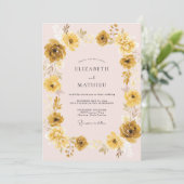 Invitation Mariage Renoncule Eucalyptus Rose Doré (Debout devant)