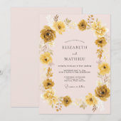 Invitation Mariage Renoncule Eucalyptus Rose Doré (Devant / Derrière)
