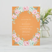 Invitation Mariage Renoncule Eucalyptus Rose Orange (Debout devant)