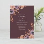 Invitation Mariage Renoncule Eucalyptus Vin Profond (Debout devant)