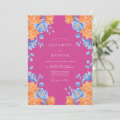Invitation Mariage Renoncule Orange Magenta Sage (Debout devant)