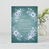 Invitation Mariage Renoncule sarcelle Feuillage Eucalyptus (Debout devant)