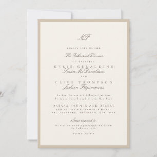 Invitation Mariage Répétition Classique Champagne Taupe