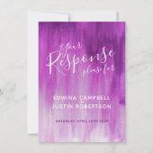 Invitation Mariage réponse RSVP d'art abstrait violet mauve (Devant)