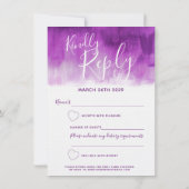 Invitation Mariage réponse RSVP d'art abstrait violet mauve (Dos)