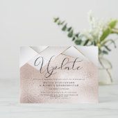 Invitation Mariage reporté à Modern Rose Gold Pearl Facets (Debout devant)