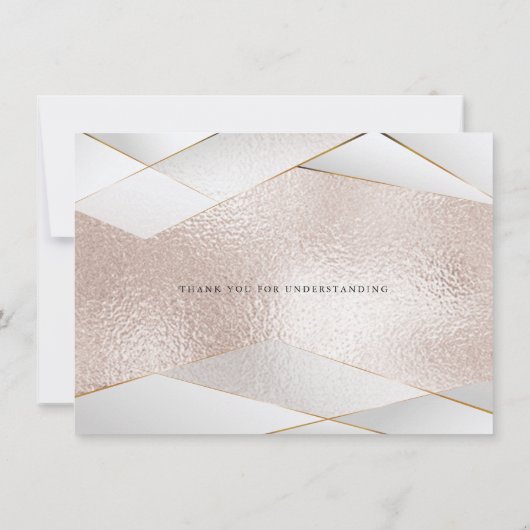 Invitation Mariage reporté à Modern Rose Gold Pearl Facets (Dos)