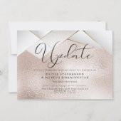 Invitation Mariage reporté à Modern Rose Gold Pearl Facets (Devant)