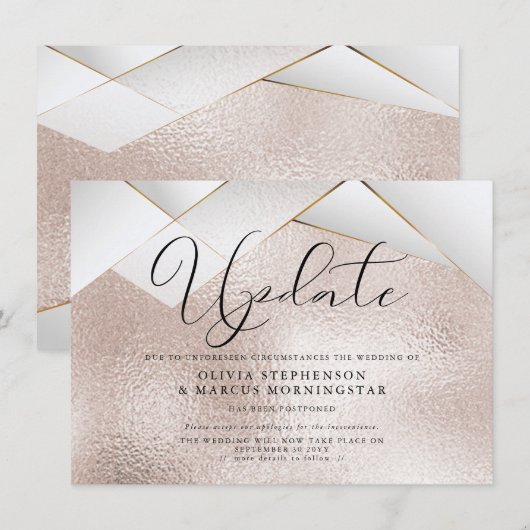 Invitation Mariage reporté à une date ultérieure Rose Gold Mo (Devant / Derrière)