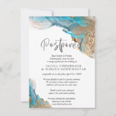 Invitation Mariage Reporté Abstrait Bleu Canard et Or (Devant)