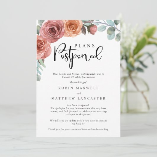 Invitation Mariage reporté - Annulation - Changement de plan (Debout devant)