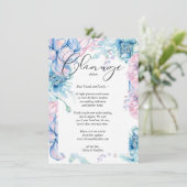 Invitation Mariage Reporté Aquarelle Fleurs Roses et Bleues (Debout devant)