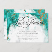 Invitation Mariage Reporté Aquarelle Géode Turquoise (Devant / Derrière)