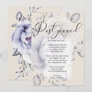 Invitation Mariage Reporté Aquarelle Lilas Pivoine