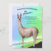 Invitation Mariage Reporté Aquarelle Pailletée Or et Llama Dr (Devant)