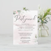 Invitation Mariage reporté aquarelle rose poudré pâle (Debout devant)