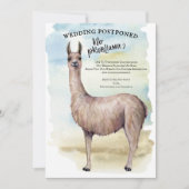 Invitation Mariage Reporté au Llama Drôle Aquarelle (Devant)