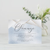 Invitation Mariage reporté aux facettes de perle bleu ciel (Debout devant)