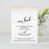 Invitation Mariage reporté Confetti Or & Coeurs Oups (Debout devant)