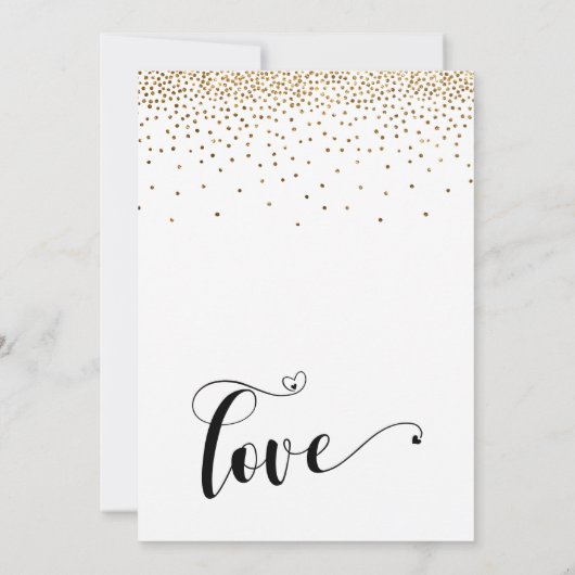 Invitation Mariage reporté Confetti Or & Coeurs Oups (Dos)