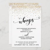 Invitation Mariage reporté Confetti Or & Coeurs Oups (Devant / Derrière)