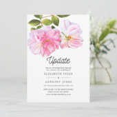 Invitation Mariage reporté du jardin rose rose (Debout devant)