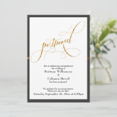 Invitation Mariage reporté Elegant Gris & Gold Stripe Card (Debout devant)