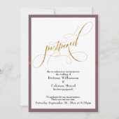 Invitation Mariage reporté Elegant Mauve & Gold Stripe Card (Devant)