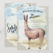 Invitation Mariage reporté en attente de Funny Llama (Devant / Derrière)