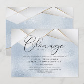 Invitation Mariage reporté Facettes de Perle Bleue Céleste (Devant / Derrière)