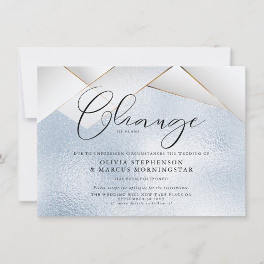 Invitation Mariage reporté Facettes de Perle Bleue Céleste (Devant)