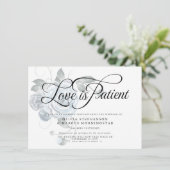 Invitation Mariage Reporté  Fleurs Bleu Poussiéreux Aquarelle (Debout devant)