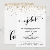 Invitation Mariage Reporté Gold Confetti & Hearts Mise à Jour (Devant / Derrière)