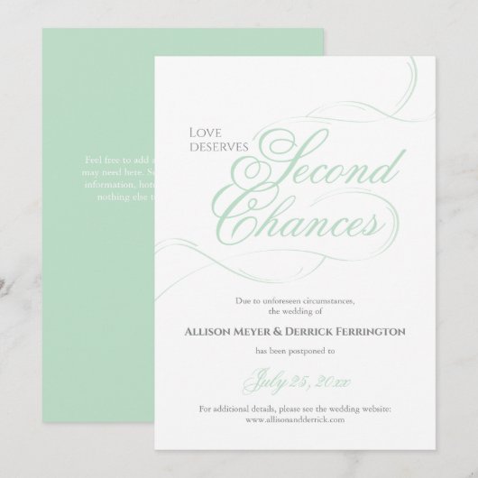 Invitation Mariage Reporté Green Second Chances (Devant / Derrière)