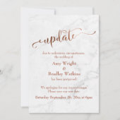 Invitation Mariage reporté "Mise à jour" en cuivre de marbre (Devant)