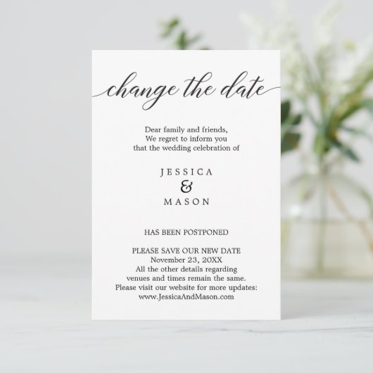 Invitation Mariage reporté Modifier la date Nouveau plan (Debout devant)