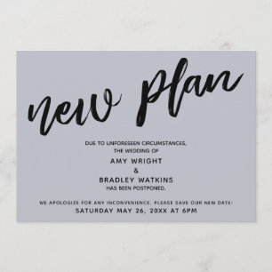 Invitation Mariage Reporté Nouveau Plan Annonce Bleue