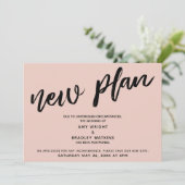 Invitation Mariage Reporté Nouveau Plan Annonce Rose (Debout devant)