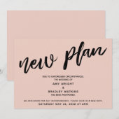 Invitation Mariage Reporté Nouveau Plan Annonce Rose (Devant / Derrière)