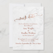 Invitation Mariage reporté "Nouvelle date" en cuivre de marbr (Devant)