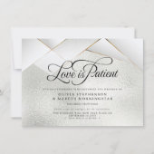 Invitation Mariage Reporté Silver Frost Or Blanc Facettes (Devant)