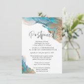 Invitation Mariage Reporté Teal et Or Abstrait (Debout devant)