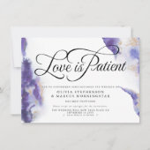 Invitation Mariage Repoussé Aquarelle Agate Violette (Devant)