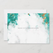Invitation Mariage Repoussé Aquarelle Géode Turquoise (Dos)