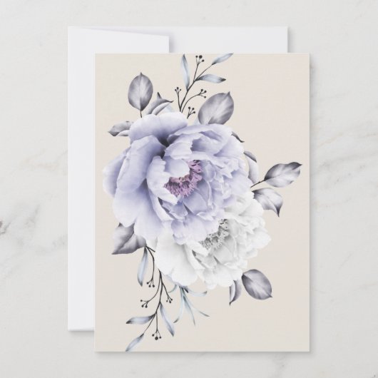 Invitation Mariage Repoussé Aquarelle Lilas Pivoine (Dos)