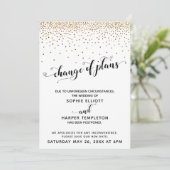 Invitation Mariage repoussé Gold Confetti Changement de plans (Debout devant)