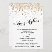 Invitation Mariage repoussé Gold Confetti Changement de plans (Devant / Derrière)