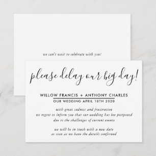 Invitation MARIAGE REPoussé retarder notre grand jour info si