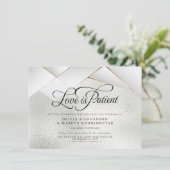 Invitation Mariage Repoussé Silver Frost Or Blanc Facettes (Debout devant)