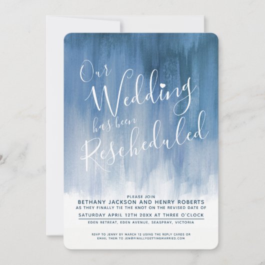 Invitation Mariage reprogrammé de l'art gris bleu (Devant)